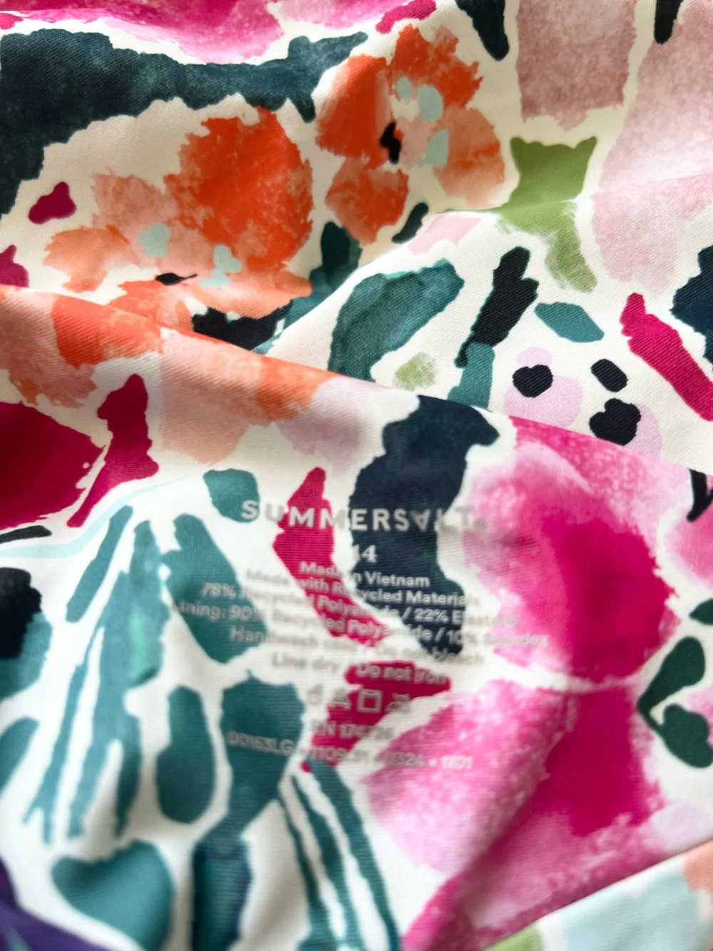 Summersalt L.L. Bean Ruched Sidestroke Floral One Shoulder bathing suit swim 14